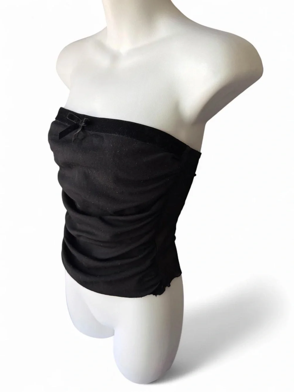 Black Strapless Tube Top with Bow - Picture 4 of 7